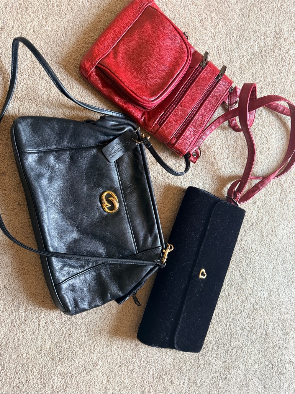 Black Leather Crossbody Bag with Gold Accent